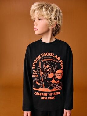Next • NWT Spooktacular Fun Black Graphic Long-Sleeve Tee